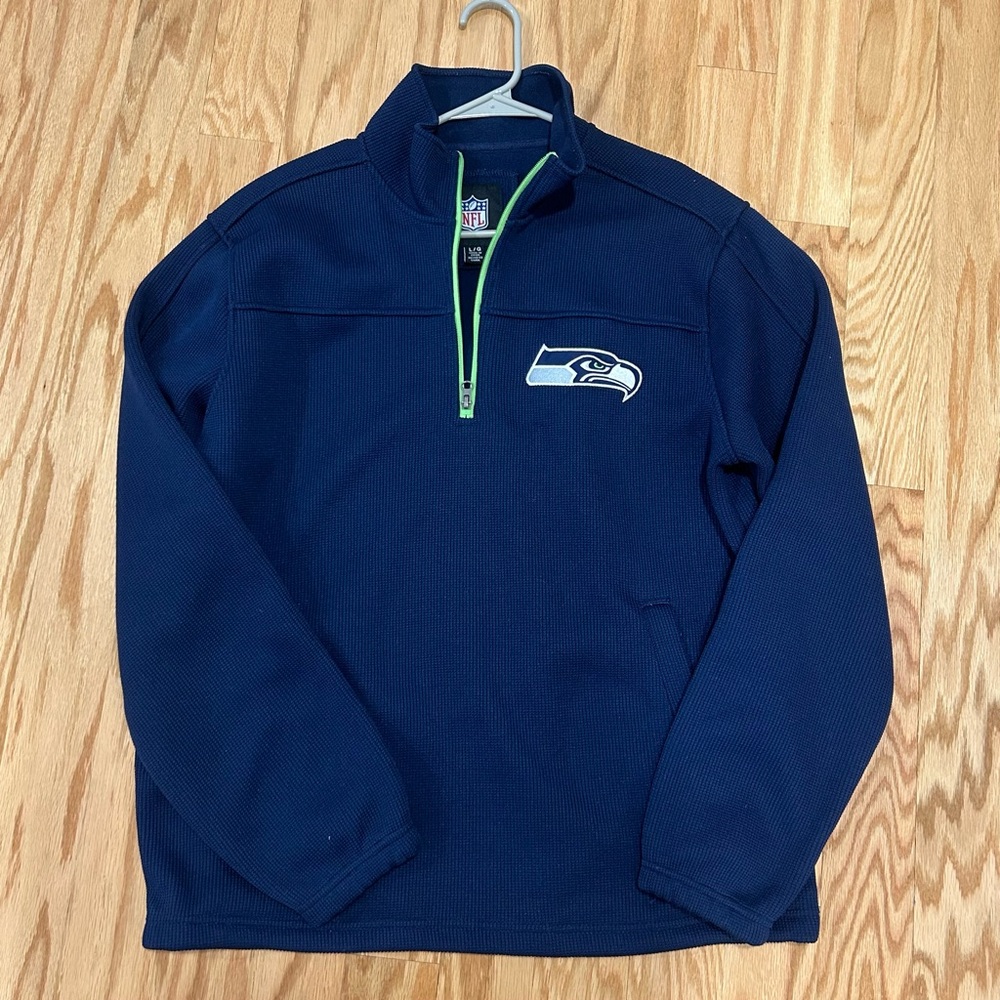 NFL Seattle Seahawks Logo Stripe Half-Zip Top Size Large - Picture 3 of 4